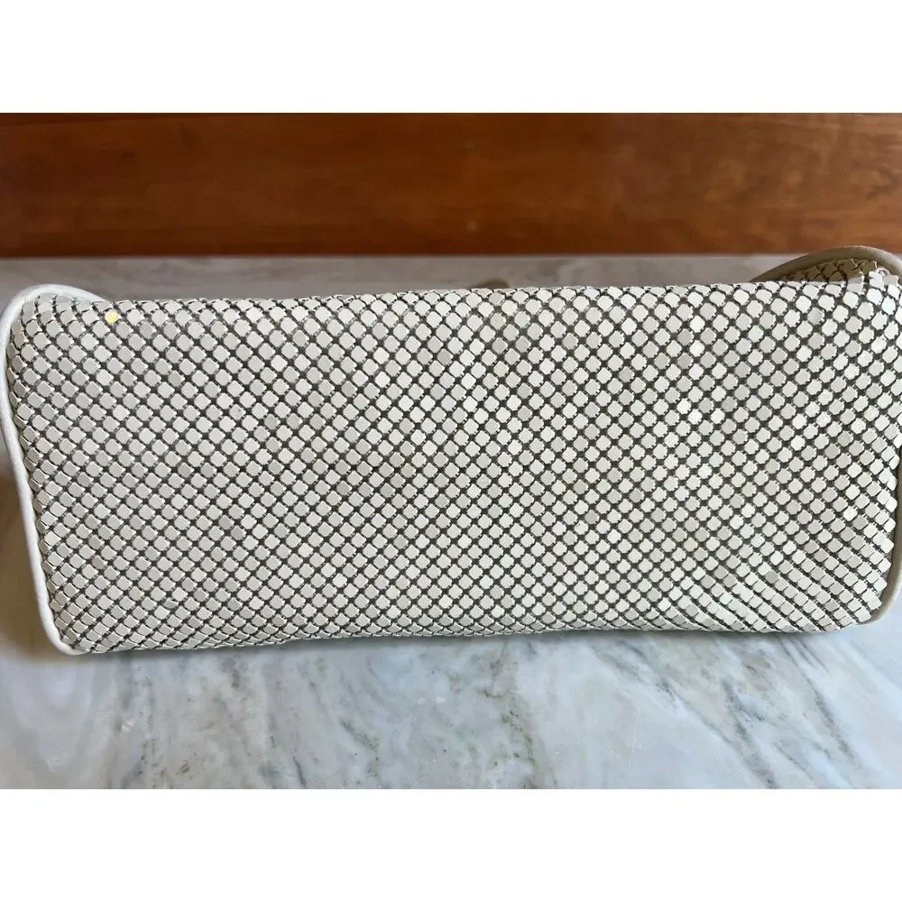 Vintage Whiting & Davis off white mesh Top Handle Bag